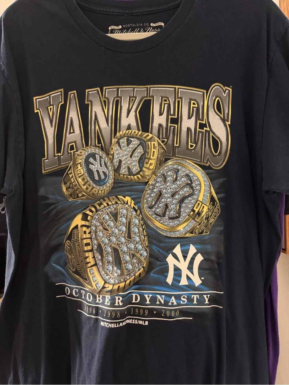 Mitchell & Ness Black Yankees Graphic Tee with Gold & Silver Ring Artwork